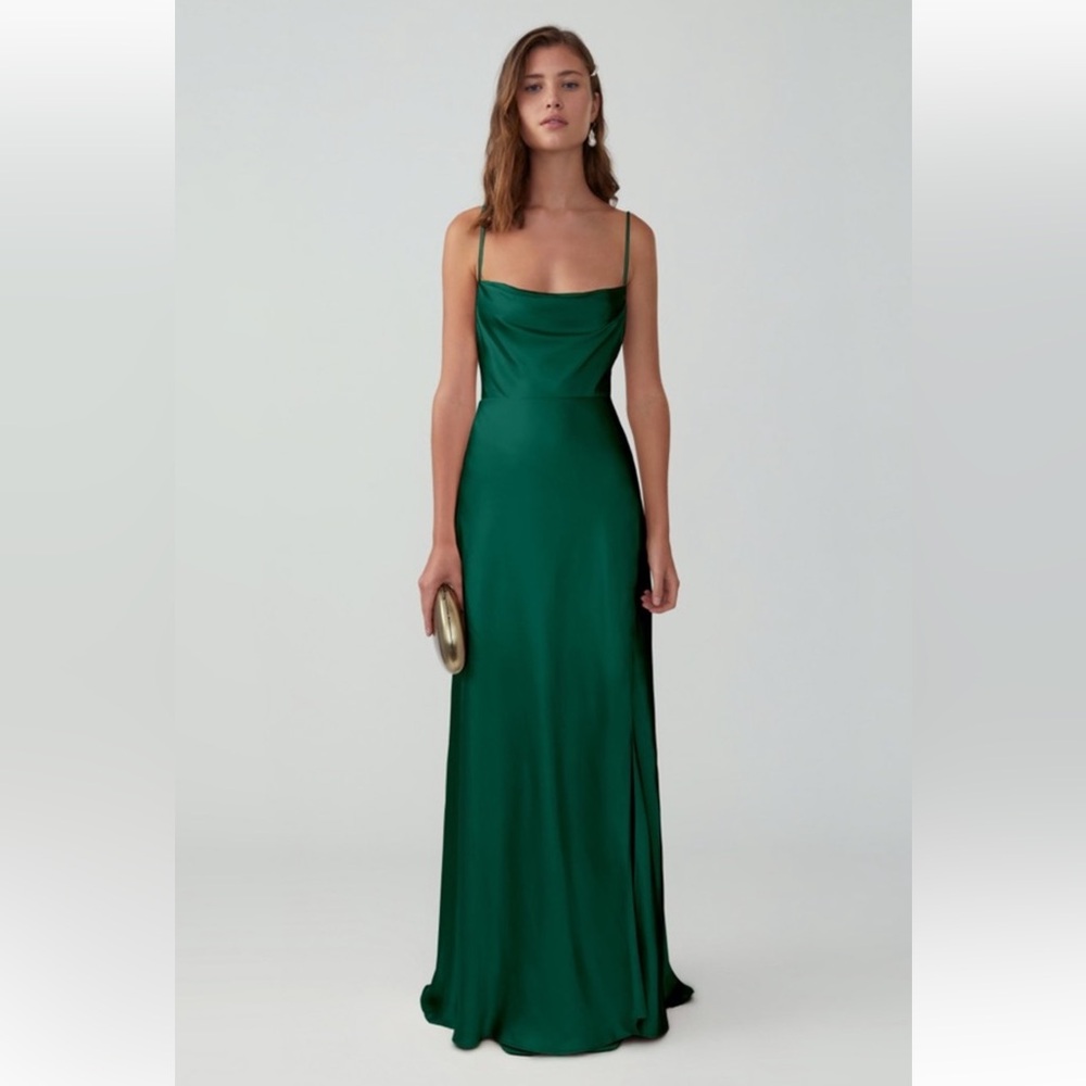 Fame and Partners Cowl Neck Green Maxi Dress